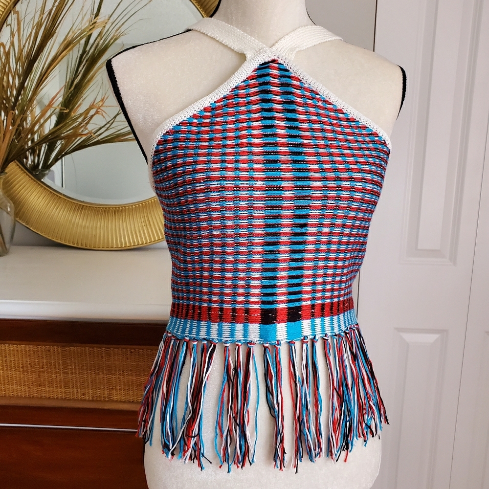 Akira chicago halter crop top with fringes
